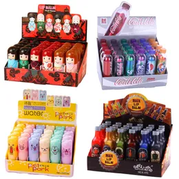 Balsamo per le labbra 24Pcs Cute Drink Bottle Soda Aromatizzato Cambia colore Rossetto idratante Labbra per bambini Cura Regali di compleanno per feste 230726