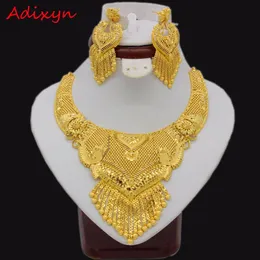 Wedding Jewelry Sets Adixyn Luxury Necklace/Earrings Jewelry Set For Women Girls Gold Color Elegant Arab/Ethiopian Bridal Wedding/Party Gifts 230727