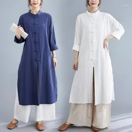 Ethnic Clothing Traditional Chinese Women's Spring Summer Autumn And Winter Cotton Long Sleeved Single Layer Loose Meditation