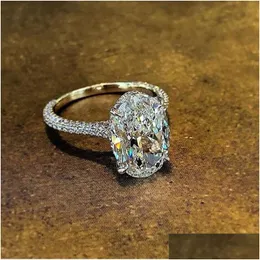 Sanat ve El Sanatları Vintage Oval Cut 4ct Lab Diamond Promise Yüzük 100% 925 Sterling Sier Engagement Bant Halkaları Kadın Mücevher Drop DHS7J