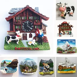 Fridge Magnets Switzerland Souvenir Swiss Lucerne Jungfrau Chapel Bridge Cuckoo Clock Tourism Magnetic Refrigerator Stickers 230727