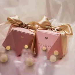 50 X Creative Pink Diamond Style Wedding Favors Candy Boxes Bomboniera Sachet Sugar Chocolate Box Party Supplies Tack Gift Box1283b