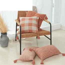 Poduszka/dekoracja 30x50/45x45 cm przędzy barwiony bawełniany lniany lniany poduszka poduszka w kratę paski geometrii sofa sofa dekoracyjne okładki dekoracyjne
