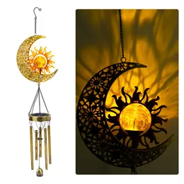 Garden Decorations Sun Moon LED Solar Lights Power Wind Bell Lamp Chimes Fairy Light Gift for Kids Decoration Outdoor Home Decor 230727