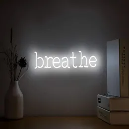 Neon Signs Breathe Light Hanging Words Lights Neon Wall Sign White Neon Light for Wall Bedroom Room Party 247Y