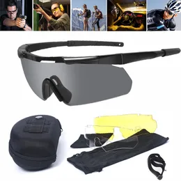 Outdoor Eyewear 3 Lens Tactical Goggles Set Windproof Dustproof CS Military Shooting Bulletproof Sunglasses Motorcycle Mountaineering Glasses 230726