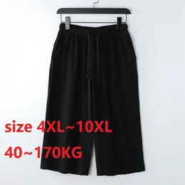 Linne korta män längd knä linne 8xl 9xl 10xl 170 kg stor storlek hög midja shorts manliga långa mäns sommarbyxor