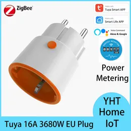 Smart Power Plugs Tuya Zigbee3.0 16A Power Metering WiFi Eu Smart Pluge Budlet Proteghing Works with Alexa App Direct No Hub مطلوب HKD230727