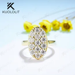Alianças de Casamento Kuololit 18K 14K 10K Anel de Ouro Branco Amarelo para Mulheres Dois Tons com Diamante Criado Luxo Banda Noivado 230726
