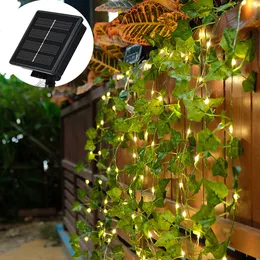 Garden Decorations Solar Vine String Lights Outdoor Water Resistant Ivy LED Artificial Rattan Green Plant Decoration Maple Leaf Garland Lamp 230727