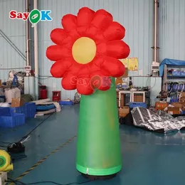 Modello di fiore gonfiabile gigante Decorazione a terra Modello di fiore gonfiabile con un soffiatore per la visualizzazione di annunci di bar per eventi