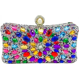 Kvällspåsar Multicolor Women Evening Clutch Pearl Polse - Bridal Sparkly Diamond Bag Crystal Wedding Prom Handväskor 230726