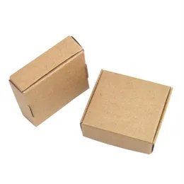 50ピース5 5 5 5 1 5cm茶色の段ボールギフト収納ボックス折りたたみ可能な小さな宝石カードパッケージクラフト板紙箱212z