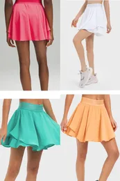 Lu court rival Tennis Skirts Pleated Yoga Skirt Gym Clothes Women Running Fitness Golf Pants Shorts Sports Back Waist Pocket
