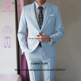 Męskie garnitury Blazery Dostosowany rozmiar Kolor Wedding dla mężczyzn Slim Fit 2 -częściowe spodnie Zestaw Pogranie obiadowe smoking Terno Masculinos Completo 230726