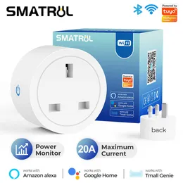 Smart Power Plugs 20A Tuya Smart WiFi Plug UK Wireless Control Socket Outlet med Energy Monitering Timer Function fungerar med Alexa Home HKD230727