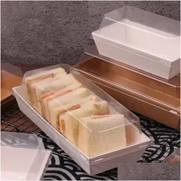 Packing Boxes Transparent Cake Box Biodegradable Food Grade Disposable Baking Dessert Pastry Packaging Drop Delivery Office School Bus Dhoqs