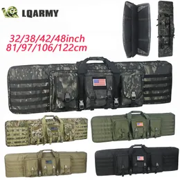 Outdoor Bags 32 38 42 48 inch Tactical Double Rifle Case Military Molle Gun Bag Sniper Airsoft Backpack Hunting Holster 230726