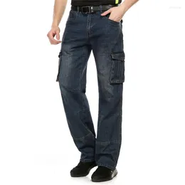 Herrenjeans MORUANCLE Lässige Baggy-Cargohose für Herren mit mehreren großen Taschen, lockere Arbeitskleidung, Biker, taktische Denim-Hose, Übergröße 30–40