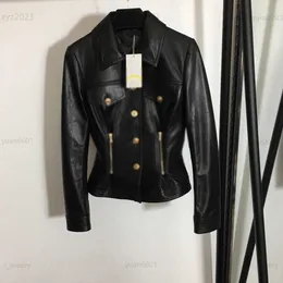 Designer-Damen-Lammfellmantel-Lederjacke, Größe S-XXL, Porträt-geprägter einreihiger Ledermantel mit goldener Schnalle. Mehrere Produkte