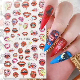 Adesivos Decalques Nail Art Halloween Adesivos Nail Sticker 5D Oco Abóbora Morcego Careta Aranha Horror Mão Sangrenta Crânio Forma Faça Você Mesmo Nail Art Design 230726