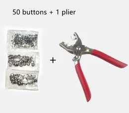 Rack 50/100 st förtjockat Snap Fastener Kit PLIER TOOL METAL SNAP -knapp Diy Craft -knappar för kläder Jeans Sy Tillbehör