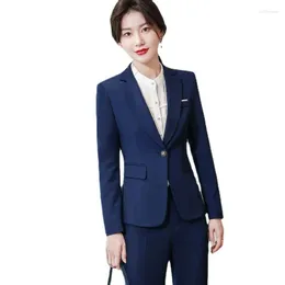 Women's Two Piece Pants Business Suits Formal Women Professional Blazers Pantsuits Trousers Set Fashion OL Styles Career Interview Work Wear