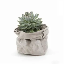 Washable Storage Bags Plants Flowerpot Bag Children Room Sundries Organizer Pouch Succulents Kraft Paper Flower Pot Cover316u