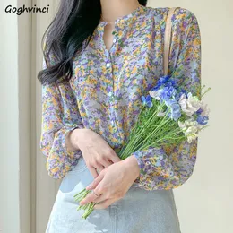 Женские блузкие рубашки Женщины цветочные печатные досуг свободный элегантный шифоновый топы