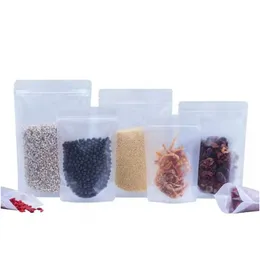 Packing Bags 100Pcs Lot Frosted Plastic Kitchen Storage Package Zipper Stand Up Packaging Bag Sealable Pouches Drop Delivery Office Sc Dh2Bm