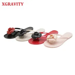 Slippers Xgravity Pretty Giril Shoes Slides Flat Sexy Flower Wholedy Shoes Design Women Gelly Shoes Synes Flip Flop Slippers B040 230726
