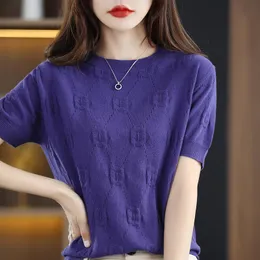 Camis Fashion Oneck Solid Color Loose Korean Blus Women's Clothing 2023 Summer Nya Casual Pullovers Topps Kort ärm Pendlingsskjorta