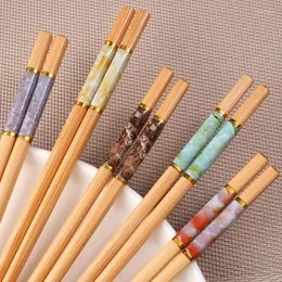 Chopsticks 5 parjapansk stil återanvändbar naturlig bambu sushi pizza nudel verktyg tabeller set servis