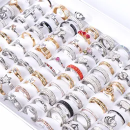 Eheringe 20 teile/los Mode Bunte Kristall Edelstahl Herz Liebe Ringe Für Frauen Mix Stil Hochzeit Schmuck 230726