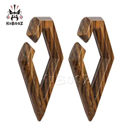 Griglie dentali KUBOOZ Unique Wood Black Rhombus Ear Weight Expanders Moda Body Piercing Gioielli Orecchino Calibri Barelle 810mm 230727