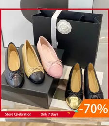 Paris Marke Designer Schwarz Ballerinas Schuhe Frauen Frühling Stepp Echtes Leder Slip auf Ballerina Luxus Runde Kappe Damen Kleid kanal Zapatos De Mujer