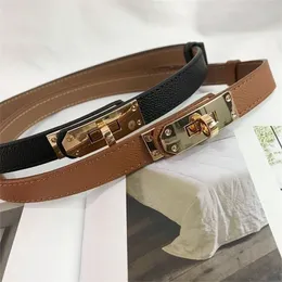 Popular womens leather belt designer belts thin fashion dresses suits accessories ceinture formal party gold plated buckle mens belt multiple colors C23