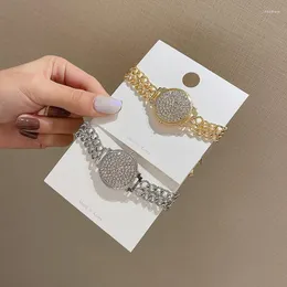 Pulseras de eslabones, cadena de reloj de circón para mujer, regalo de cumpleaños de fiesta de niña elegante de lujo