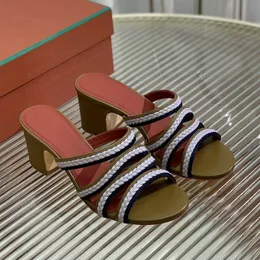 Designer hoge hakken designer slippers zomer Luxe merk lederen mode sandalen dynamisch touw Feestschoenen dikke hakken 5,5 cm