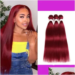 Human Hair Weaves 99J Bundles Humanhair Curtain Cross Border Trade Straight Wig Drop Delivery Products Remy Virgin Dhwkm