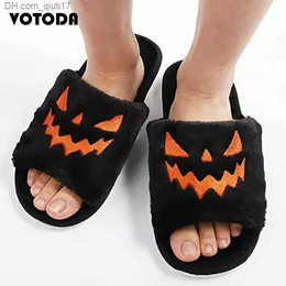 Slippers Women's Halloween Pumpkin Slider Soft Plush Flip House Uwabaki Warm Home Slider Winter Women's Fur Slider Girl Gift Z230727