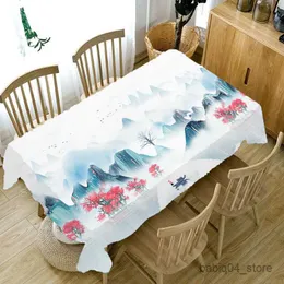 Bordduk Fashion Natural Landscape Mountain Tabelduk Kök Rektangulärt Drapduk Mountain River Scenery Dinner Wedding Decoration R230727