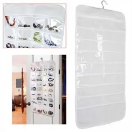 Wall Door Closet Fine Jewelry Accessory Hanger Organizer Ear Ring Necklace Bangle Storage Roll Bag Pouch Canvas 72 Pockets207a