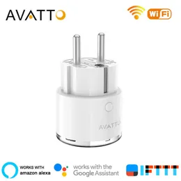 Plugues de energia inteligentes Avatto Smart Plug EU 16A/10A controle WiFi Socket com monitor de energia com o trabalho de Tuya App Home Alexa IFTTT HKD230727