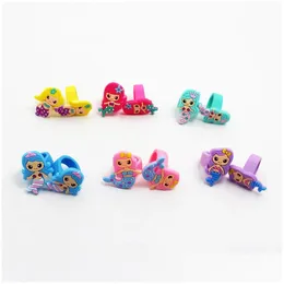 Finger Toys Mermaid Ring Kids Baby Cartoon Child Birthday Party Favors Supplies Christmas Gift Drop Delivery Gifts Novelty Gag Dhd0G