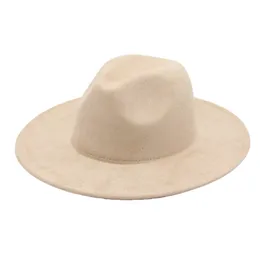 Sztuczne zamszowe fedora kapelusze panama wiosenne lato poczuć czapkę dżentelmena top cap church szerokie grzbiet słoneczne kapelusze kobiety eleganckie
