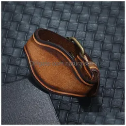 Bangle Watch Shape Pin Buckle Belt Cattlee Leather Cuff Adjustable Bracelet Wristand For Men Women Fashion Jewelry Drop Delivery Brace Dhzy0