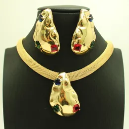 Bröllop smycken set design dubai 18k guldpläterade smycken för kvinnor brasilianska halsband örhängen set italienska dyra bröllop bijoux femme 230727