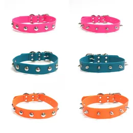 Cool Rivet Dog Collars Leashes 세트 여러 가지 색상 클래식 스트리트 스타일 애완 동물 고양이 개 내구성 Schnauzer 프랑스 불독 칼라