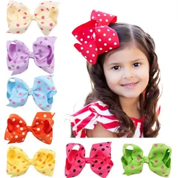11 6 5CM polka dots grosgrain ribbon bow hair clips boutique printed bows hairclip girl accessories241T